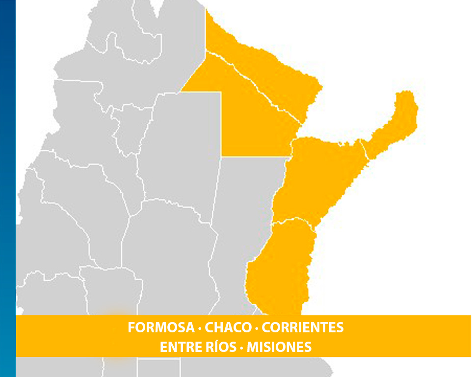 Formosa, Chaco, Corrientes, Entre Ríos, Misiones